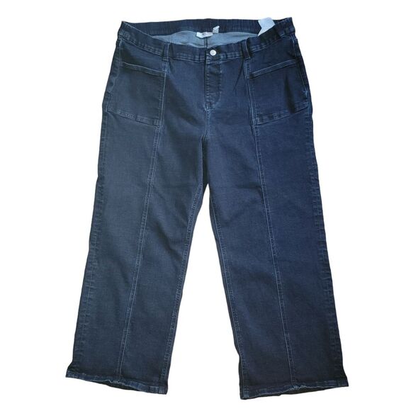 Denim & Co. Easy Stretch Petite Wide Leg Jeans with Seaming Detail 24WP - Picture 2 of 7